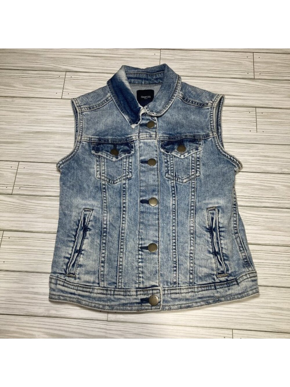 GAP Kids Light Blue Denim Vest - Girls Sleeveless Jean Jacket Size Large
